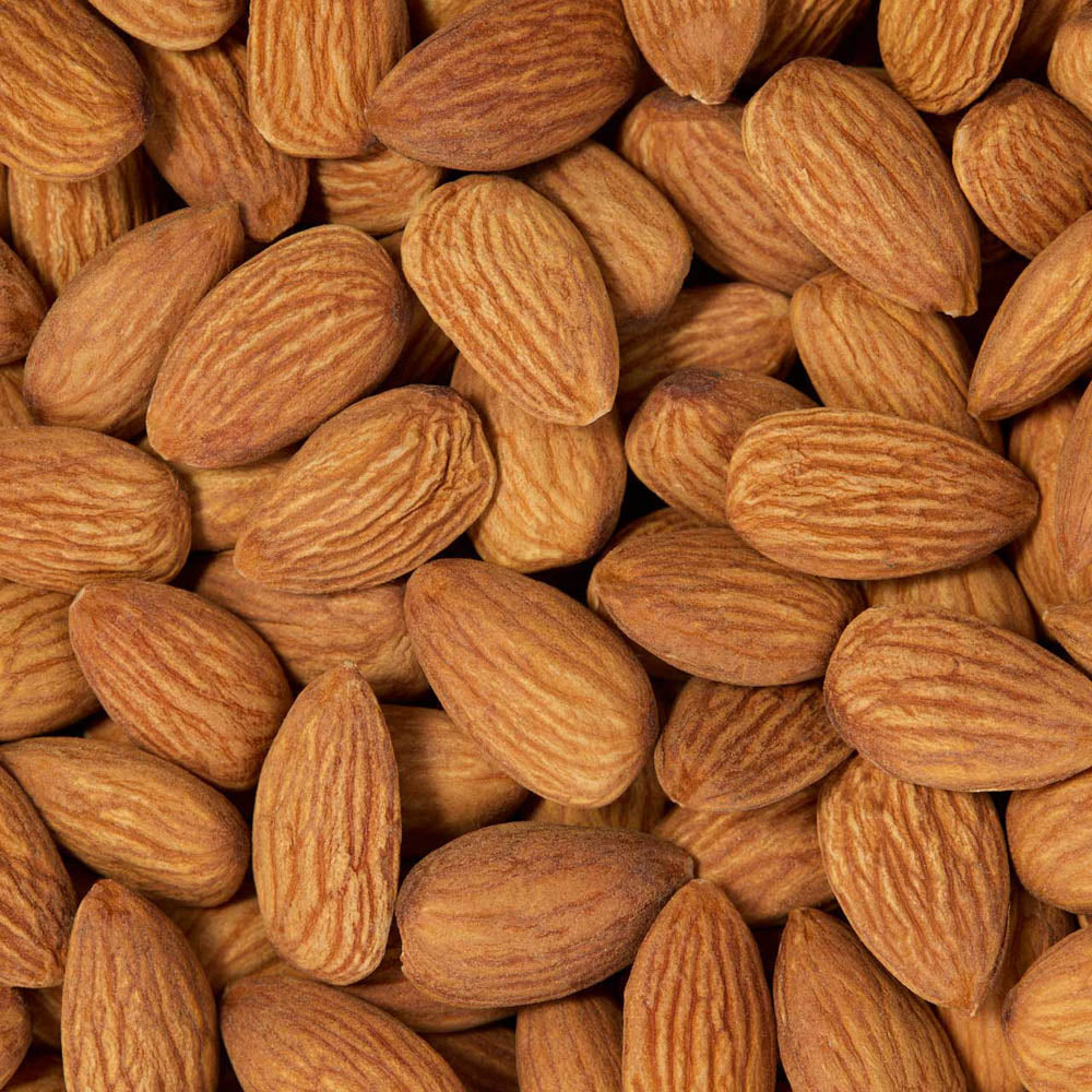 Close-up of a pile of almonds healthy snacking UK