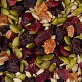 Assorted trail mix with seeds, dried fruits, healthy snacking UK